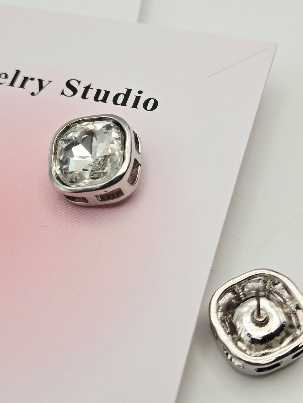 Fashion Jewelry Clear Teardrop Dangle & Clear Stud Glass Stone Earring Set Of 2 - Picture 13 of 16